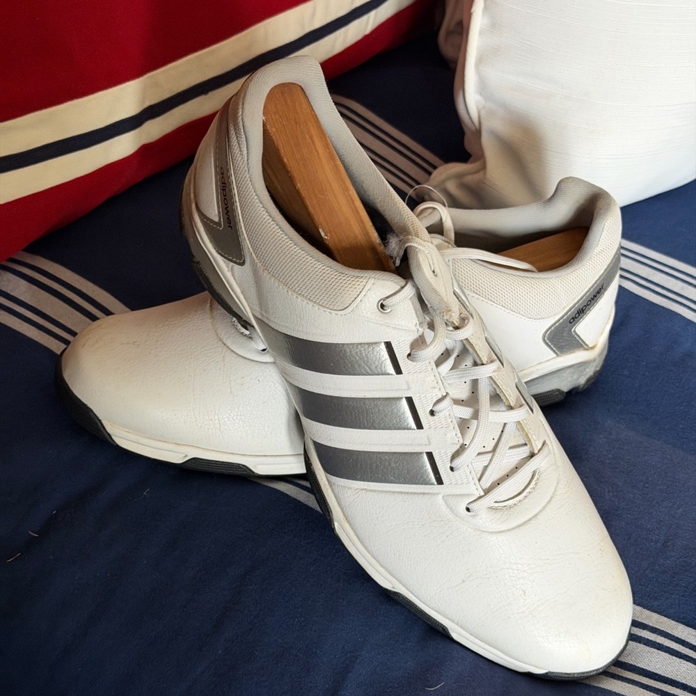 adidas ⛳️ Men’s White with Gray Stripes ‘adipower’ Golf Shoes - Size 12